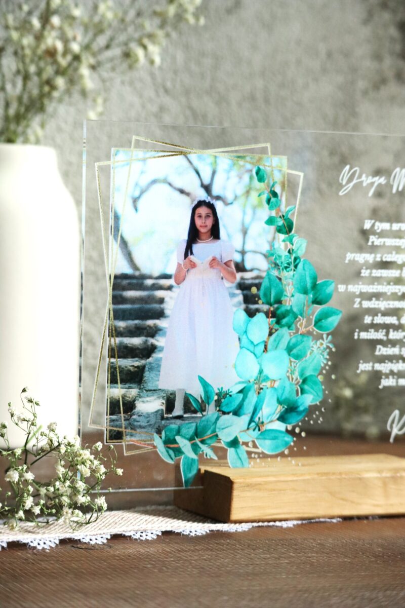 Podziękowania komunijne ze zdjęciem Zielona gałązka
