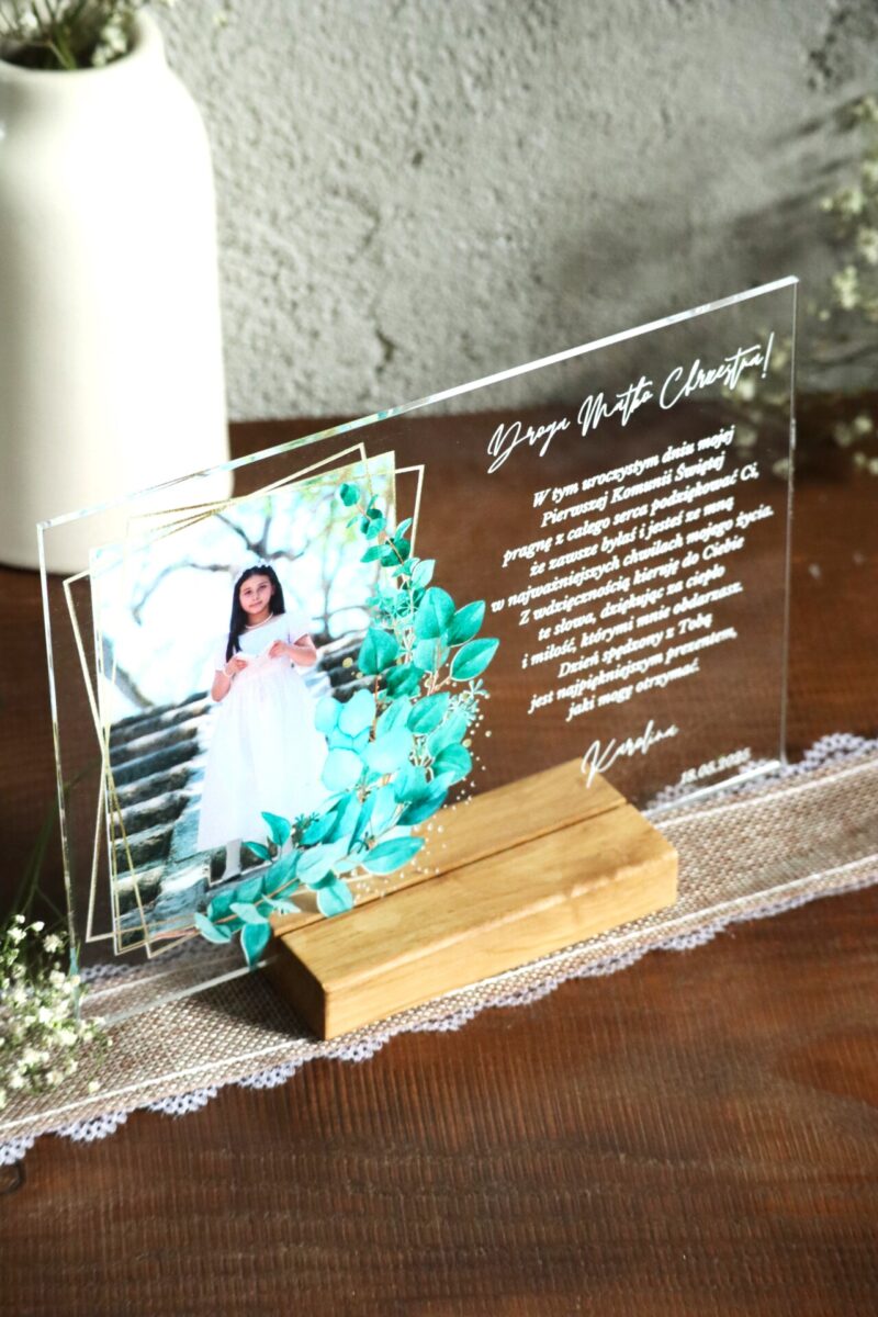 Podziękowania komunijne ze zdjęciem Zielona gałązka