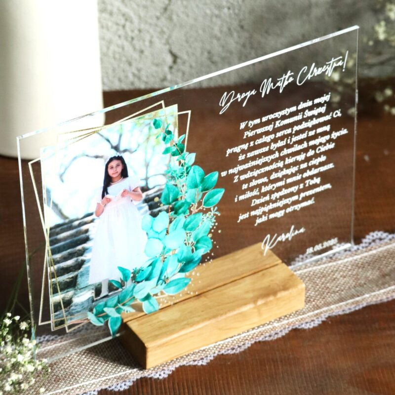 Podziękowania komunijne ze zdjęciem Zielona gałązka