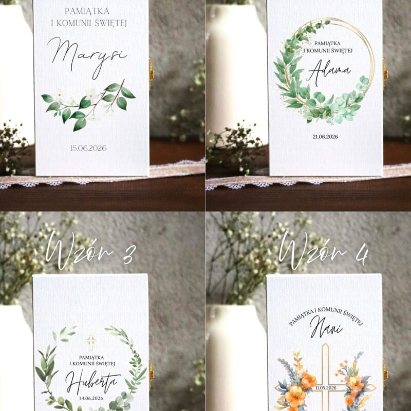 Białe pudełko na banknoty z okazji I Komunii Świętej