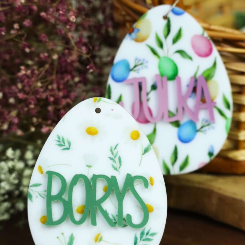 Kolorowa pisanka z imieniem plexi