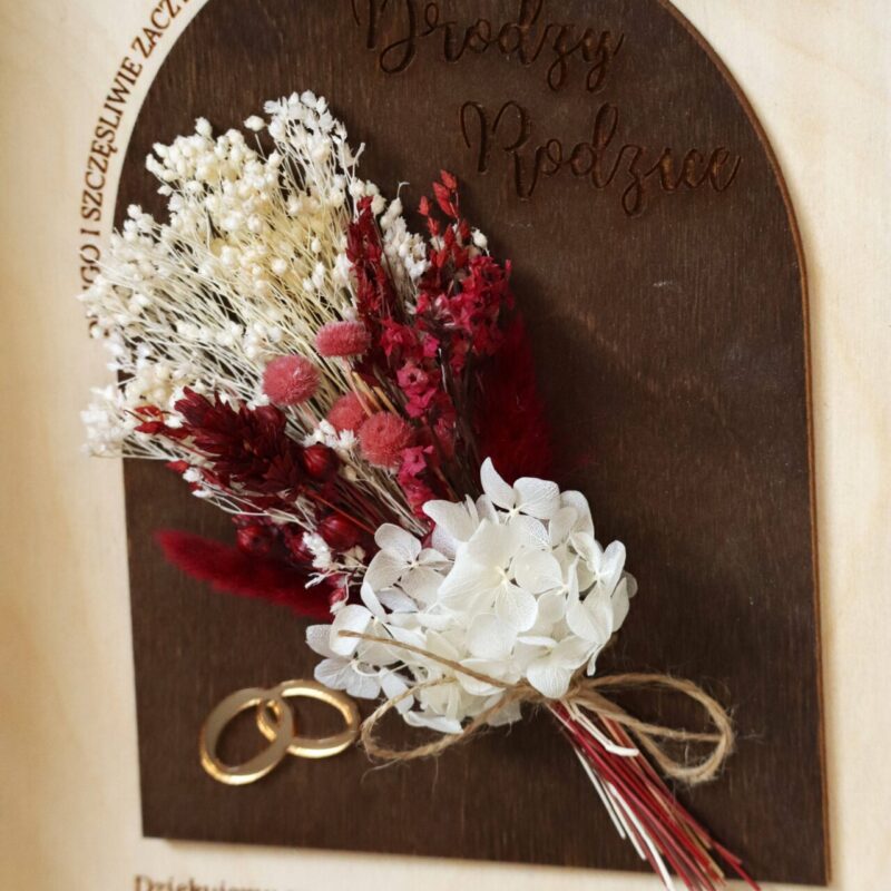 Podziękowania ślubne w formie ramki z suszonymi kwiatami