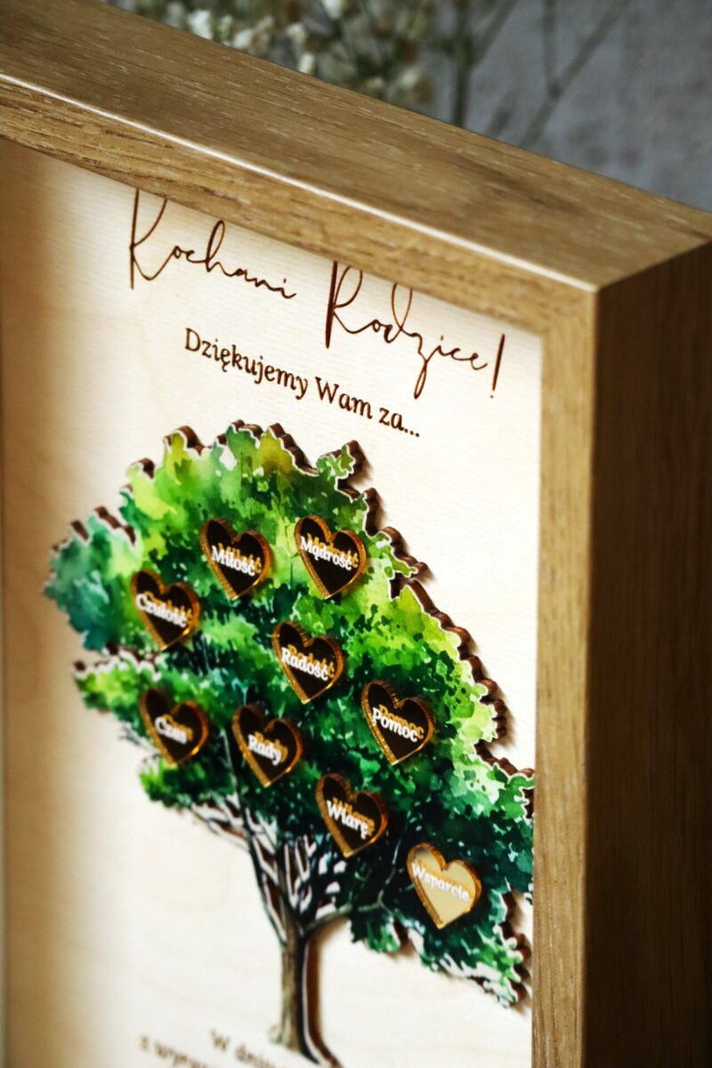 Podziękowania ślubne Ramka drzewo z sercami