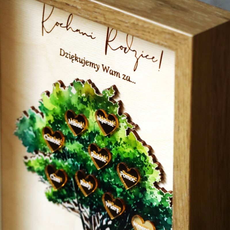 Podziękowania ślubne Ramka drzewo z sercami