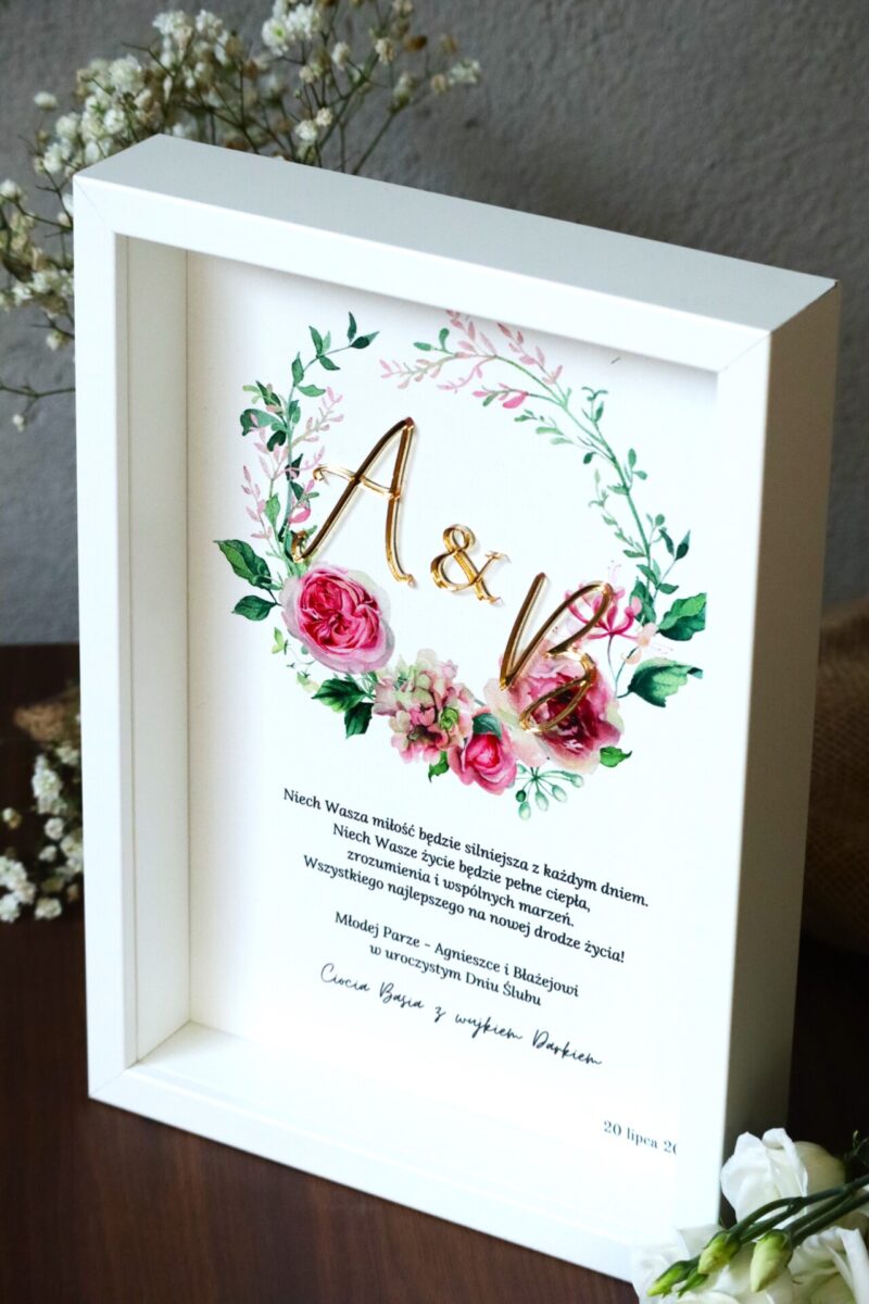 Zestaw ślubny dla Nowożeńców z ramką i pudełkiem