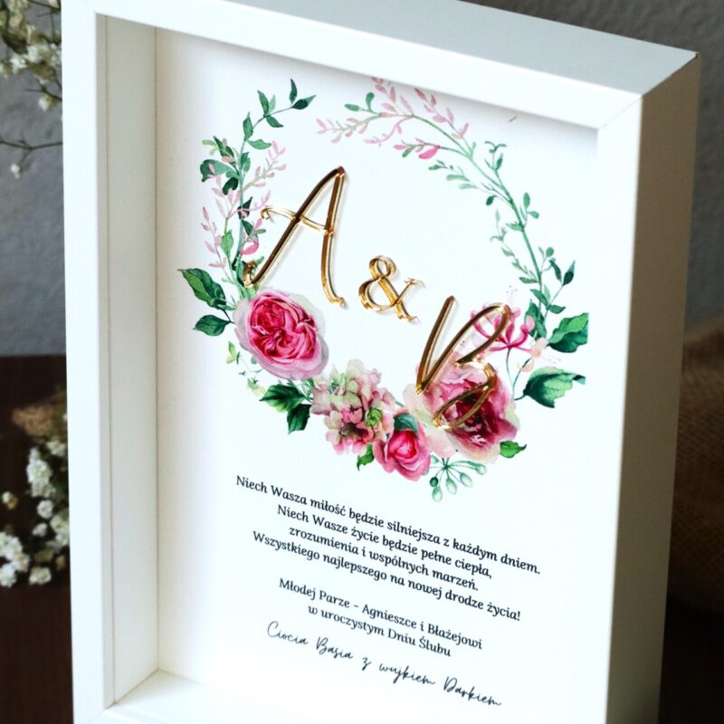 Zestaw ślubny dla Nowożeńców z ramką i pudełkiem