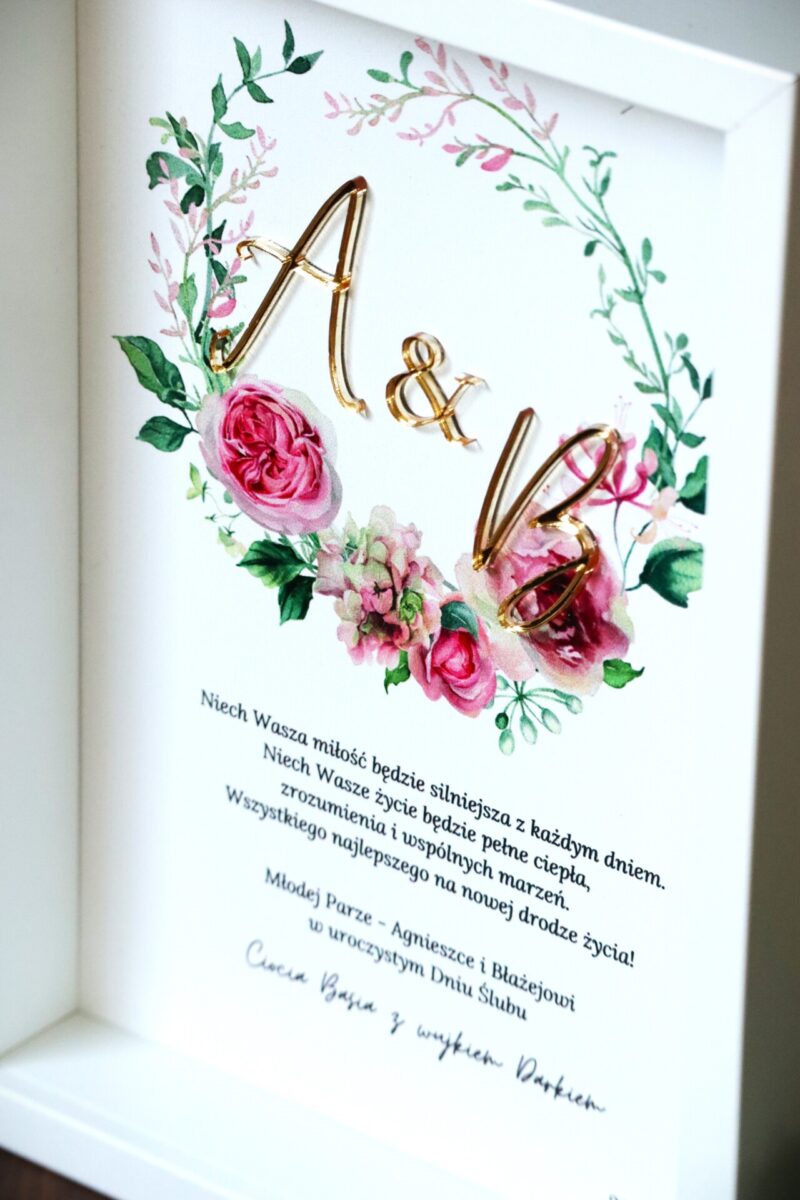 Zestaw ślubny dla Nowożeńców z ramką i pudełkiem