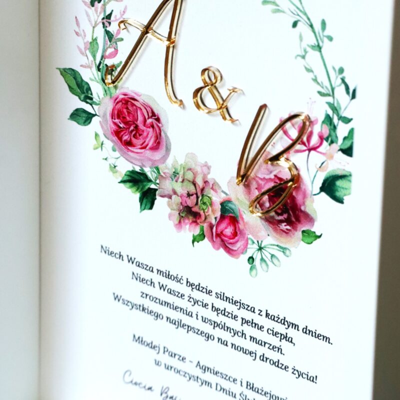 Zestaw ślubny dla Nowożeńców z ramką i pudełkiem