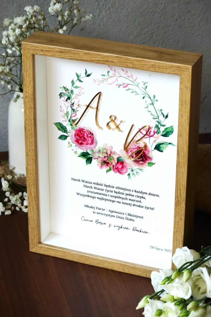 Zestaw ślubny dla Nowożeńców z ramką i pudełkiem