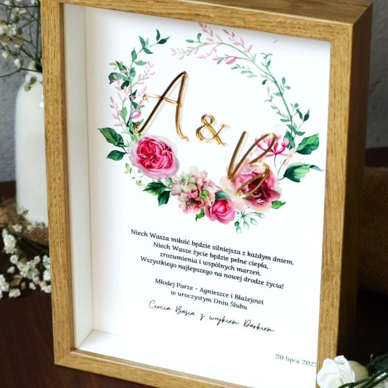 Zestaw ślubny dla Nowożeńców z ramką i pudełkiem