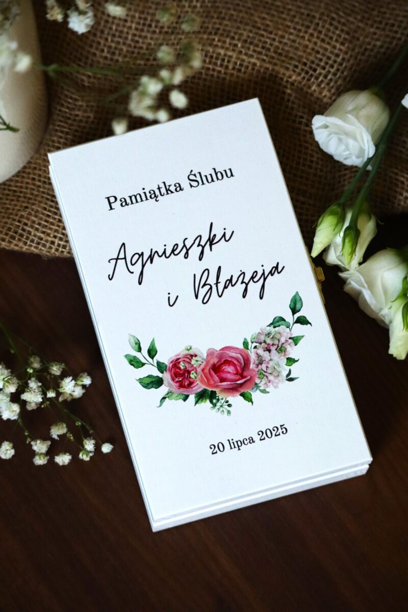 Zestaw ślubny dla Nowożeńców z ramką i pudełkiem