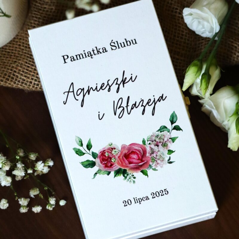 Zestaw ślubny dla Nowożeńców z ramką i pudełkiem