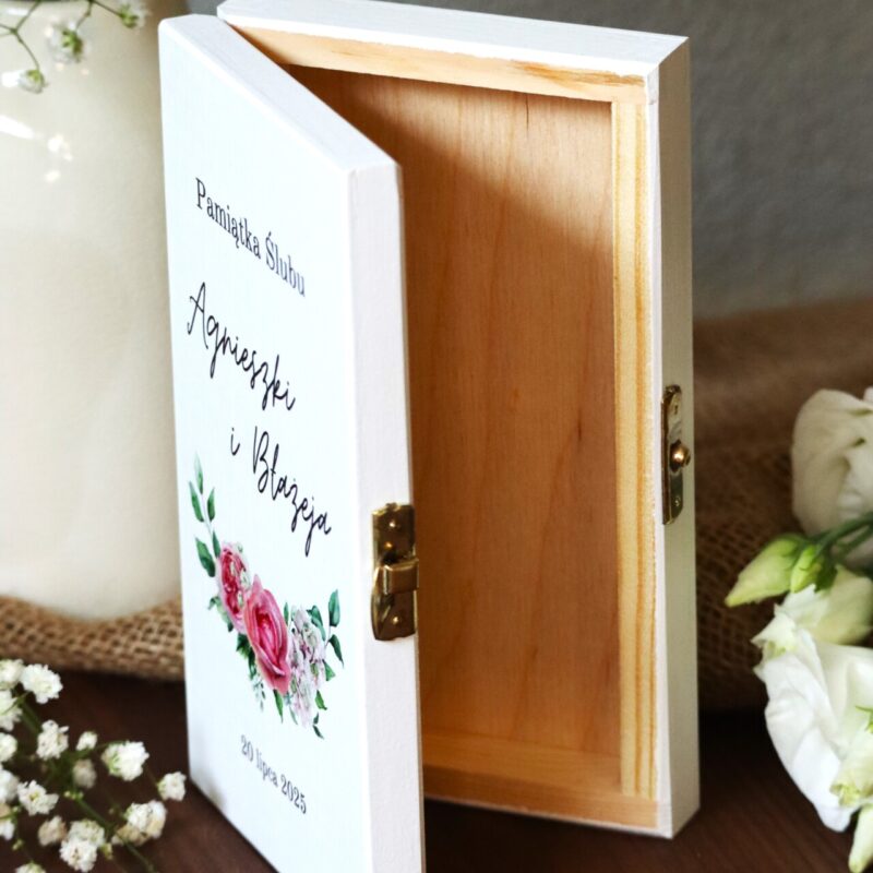 Zestaw ślubny dla Nowożeńców z ramką i pudełkiem