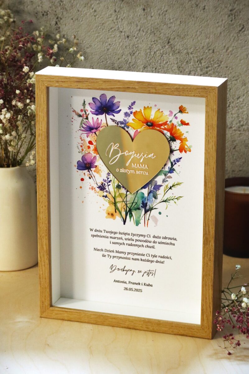 Ramka pamiątkowa dla Mamy ze złotym sercem