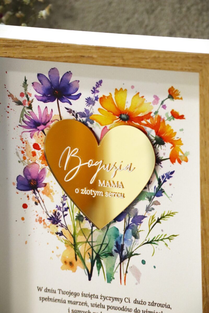 Ramka pamiątkowa dla Mamy ze złotym sercem