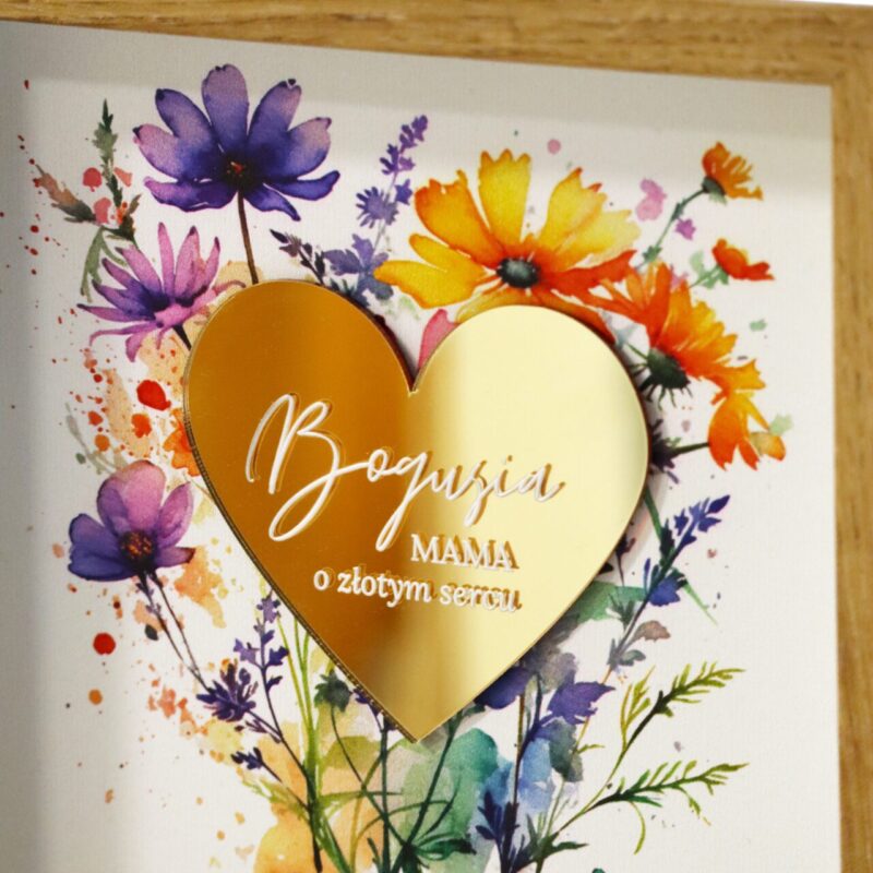 Ramka pamiątkowa dla Mamy ze złotym sercem