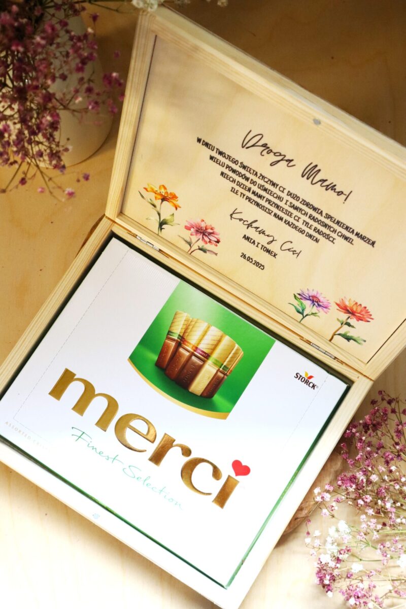 Pudełko na czekoladki Merci dla Mamy
