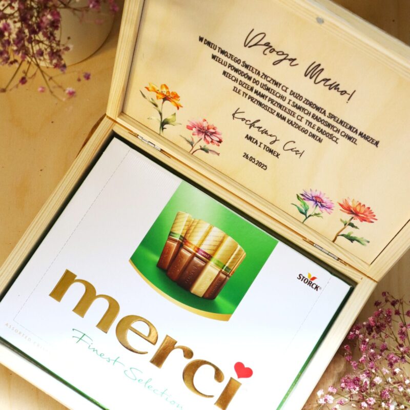 Pudełko na czekoladki Merci dla Mamy