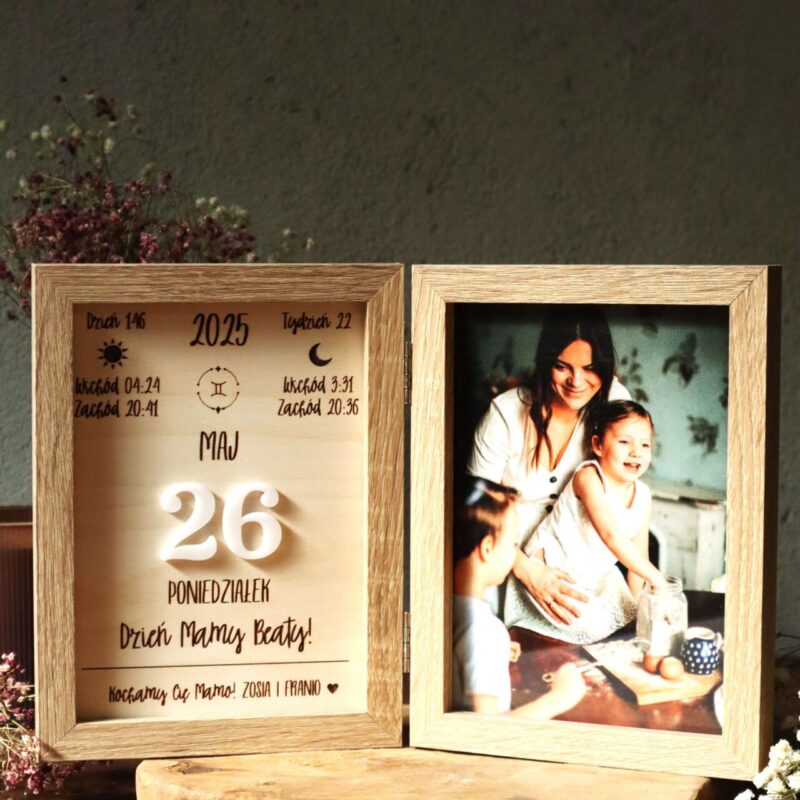 Podwójna ramka dla Mamy z kartką kalendarza