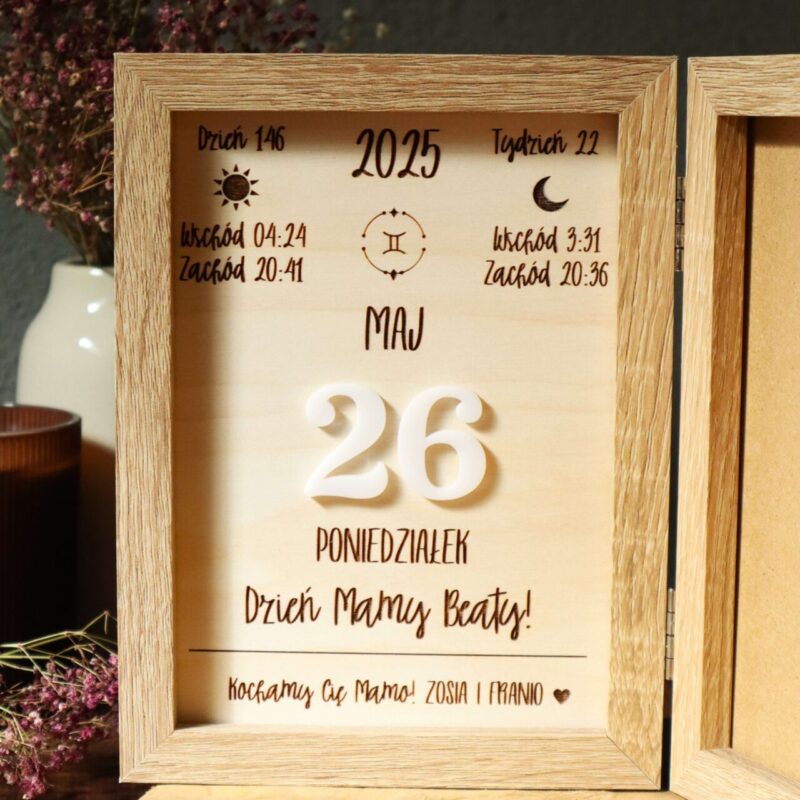 Podwójna ramka dla Mamy z kartką kalendarza