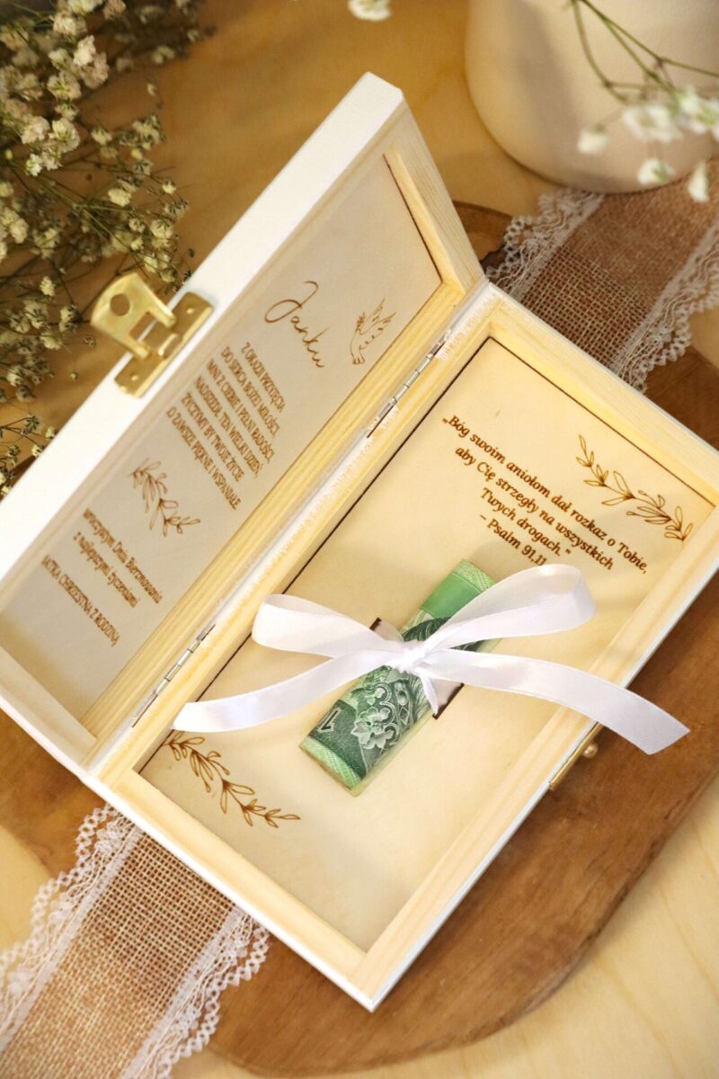Pudełko na banknoty z okazji bierzmowania