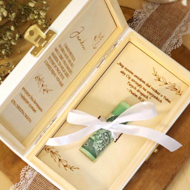 Pudełko na banknoty z okazji bierzmowania