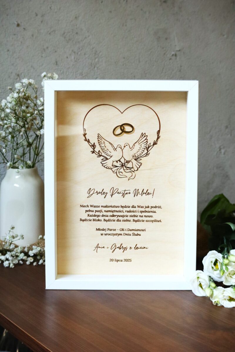 Ramka pamiątkowa dla Nowożeńców Gołębie