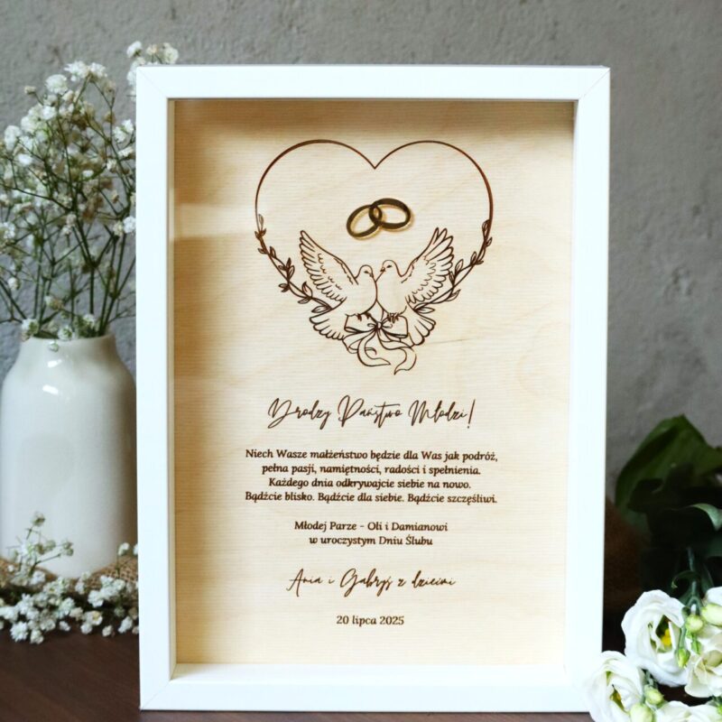 Ramka pamiątkowa dla Nowożeńców Gołębie