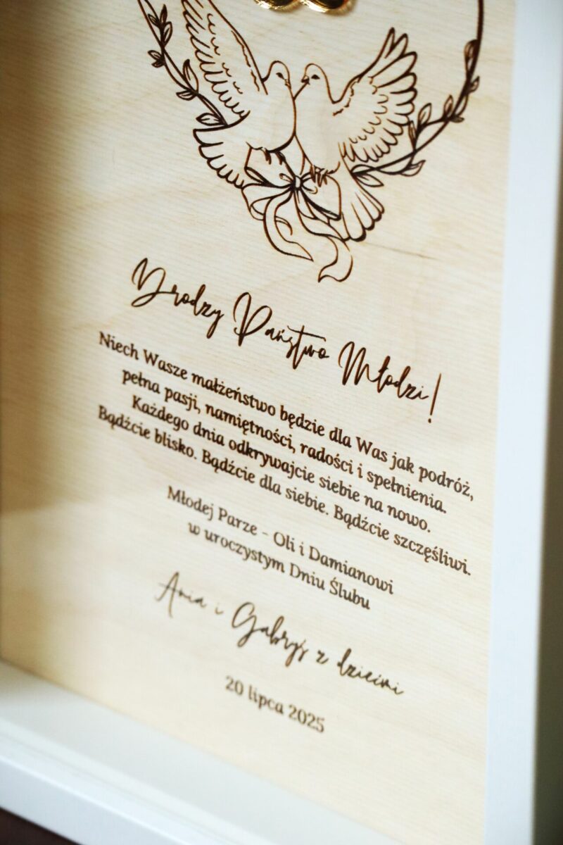 Ramka pamiątkowa dla Nowożeńców Gołębie