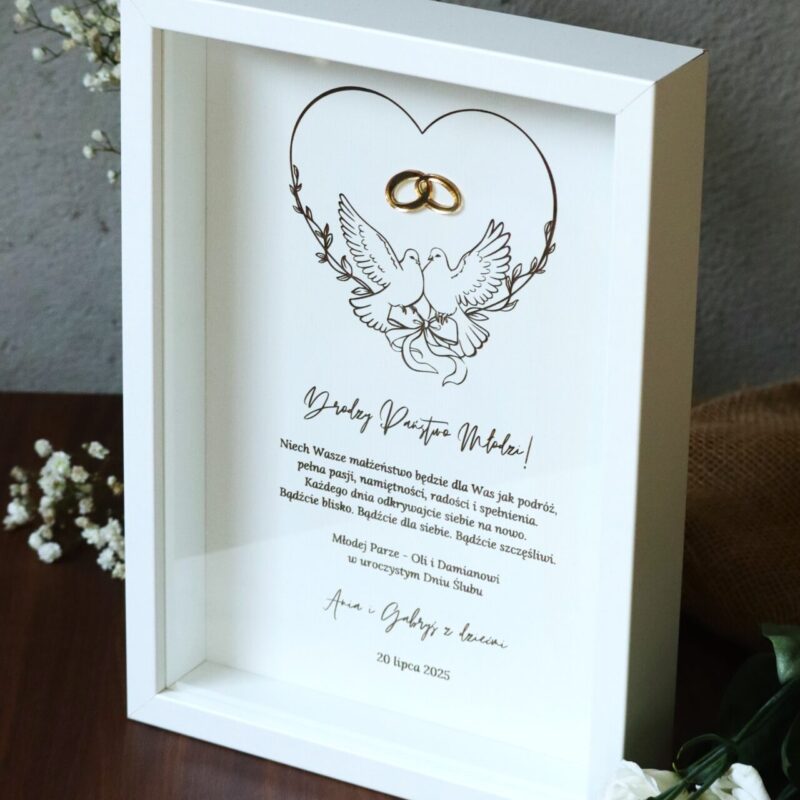 Ramka pamiątkowa dla Nowożeńców Gołębie