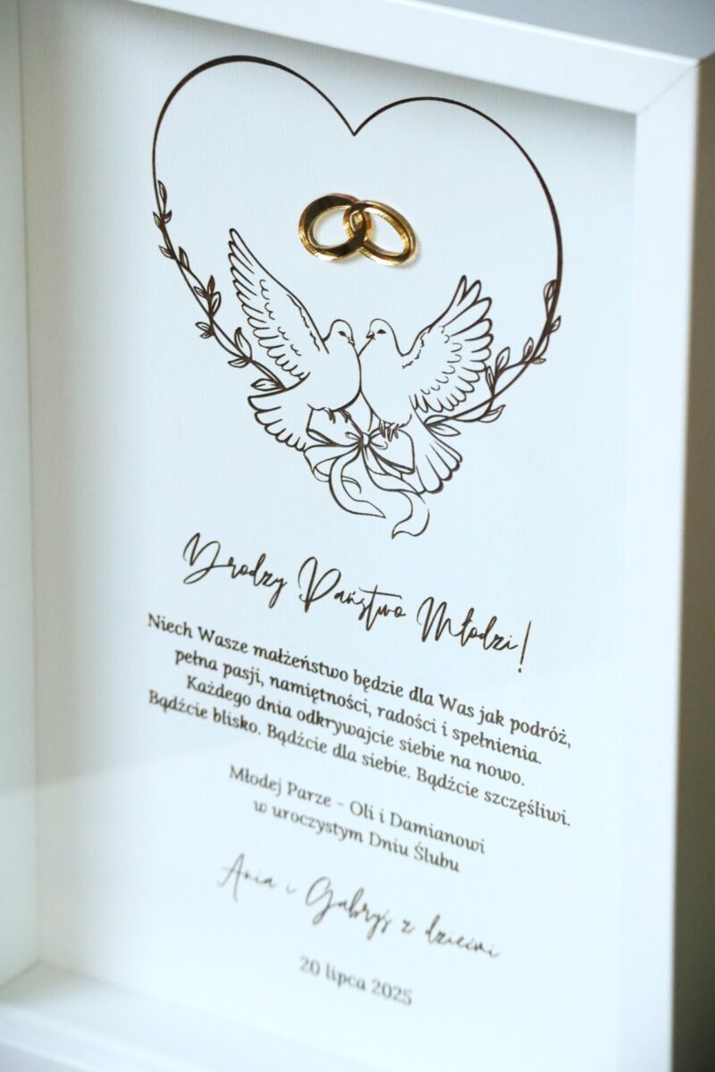Ramka pamiątkowa dla Nowożeńców Gołębie