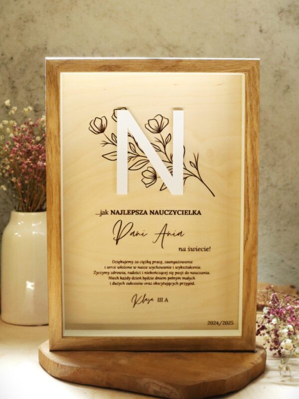 Elegancka ramka pamiątkowa dla nauczyciela