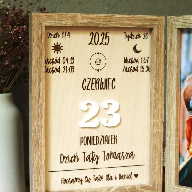 Podwójna ramka dla Taty z kartką kalendarza