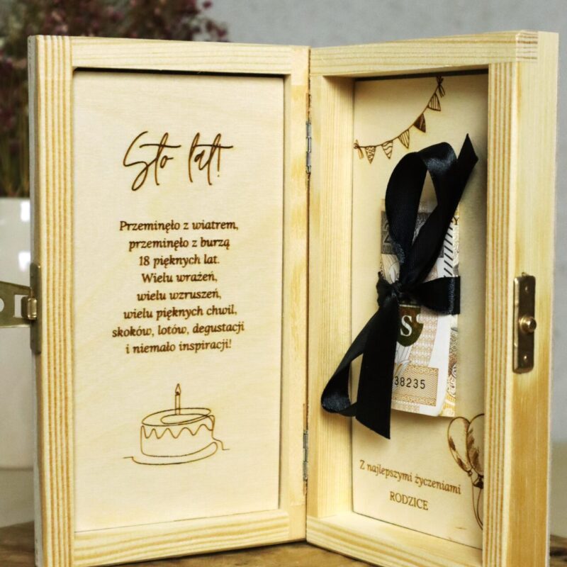 Pudełko urodzinowe na banknoty KOLOR