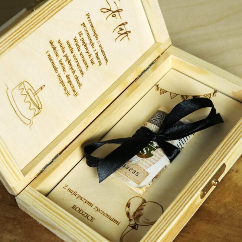 Pudełko urodzinowe na banknoty KOLOR