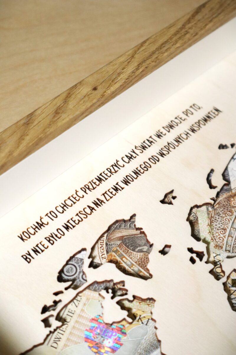 Ramka ślubna na banknoty Mapa Świata