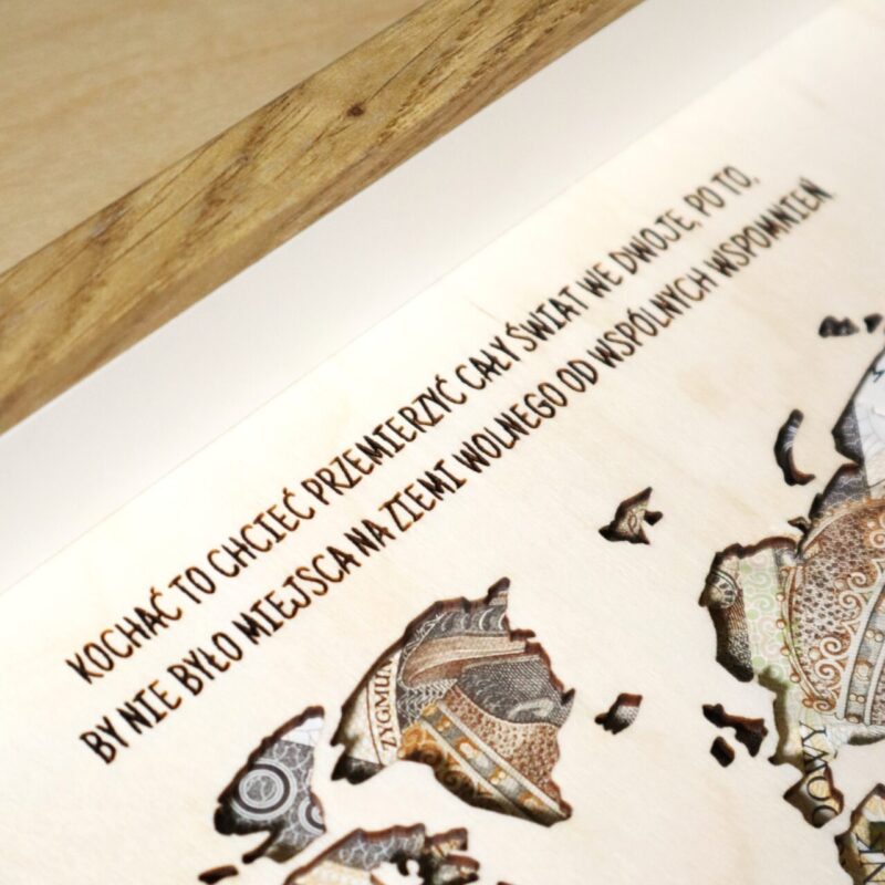 Ramka ślubna na banknoty Mapa Świata