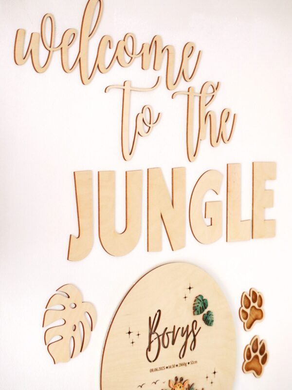 Drewniany napis na ścianę "Welcome to the JUNGLE"