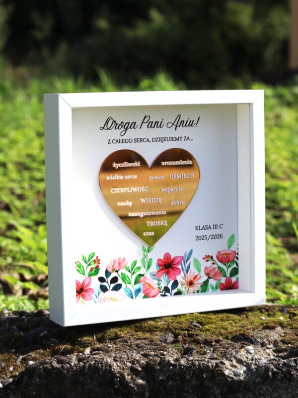 Ramka z podziękowaniami dla nauczyciela Złote serce