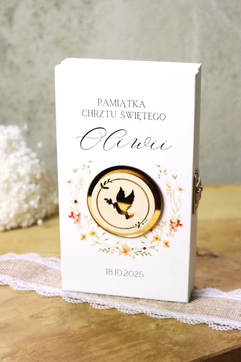 Zestaw na Chrzest lub Komunię z ramką z aniołkiem i pudełkiem na banknoty Dziewczynka