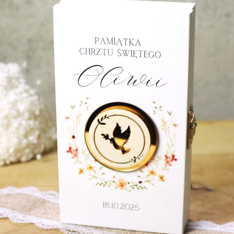 Zestaw na Chrzest lub Komunię z ramką z aniołkiem i pudełkiem na banknoty Dziewczynka