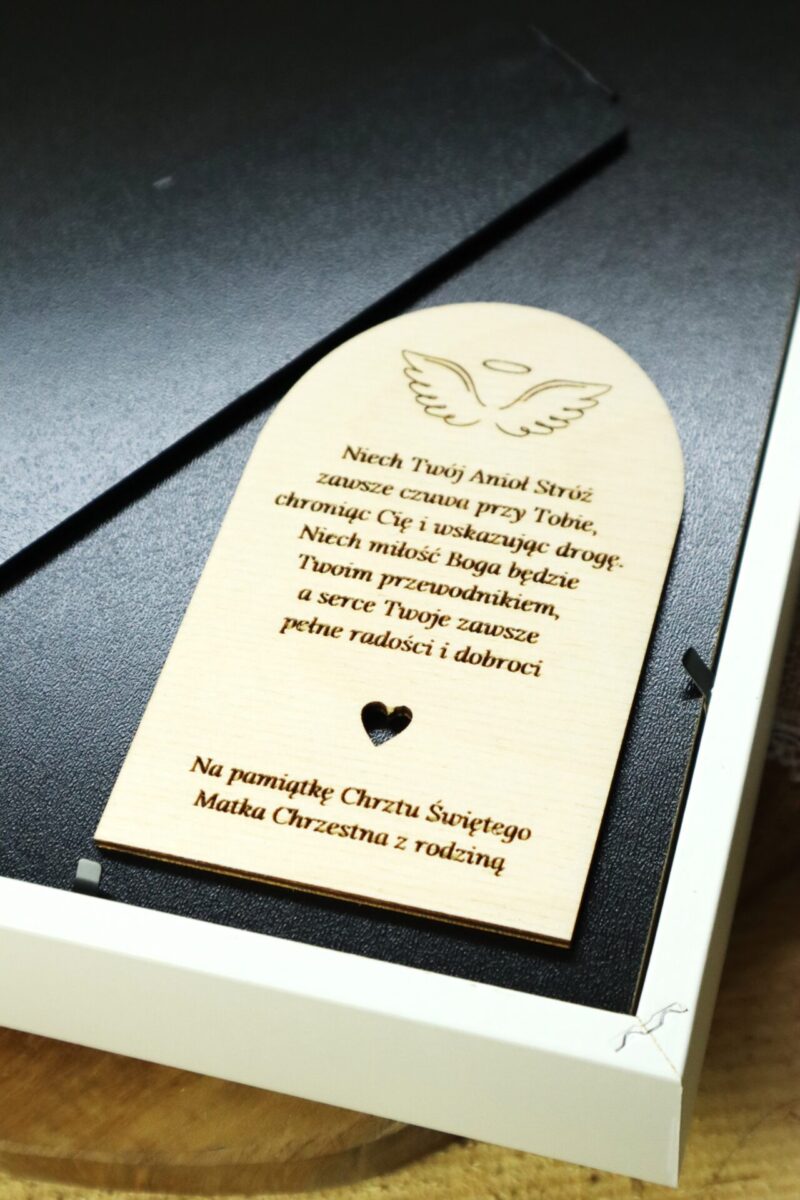 Zestaw na Chrzest lub Komunię z ramką z aniołkiem i pudełkiem na banknoty Dziewczynka