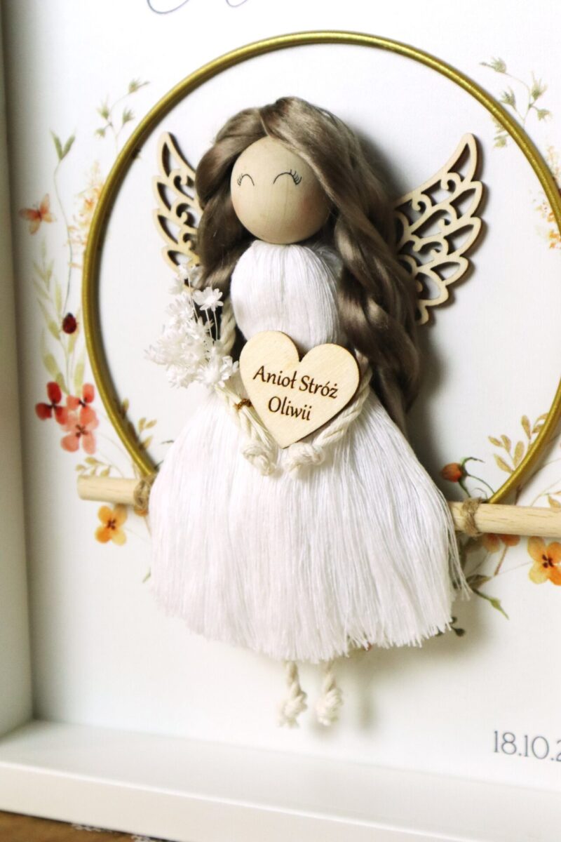 Zestaw na Chrzest lub Komunię z ramką z aniołkiem i pudełkiem na banknoty Dziewczynka