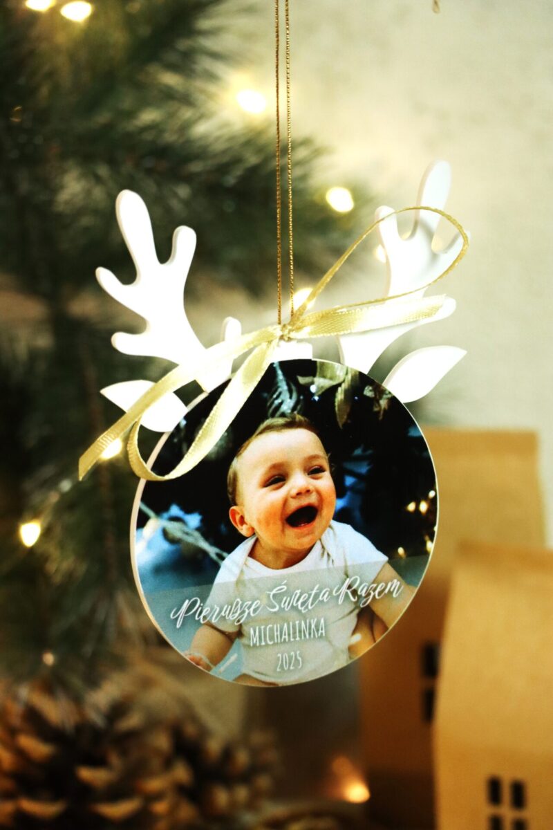 Duża bombka renifer ze zdjęciem