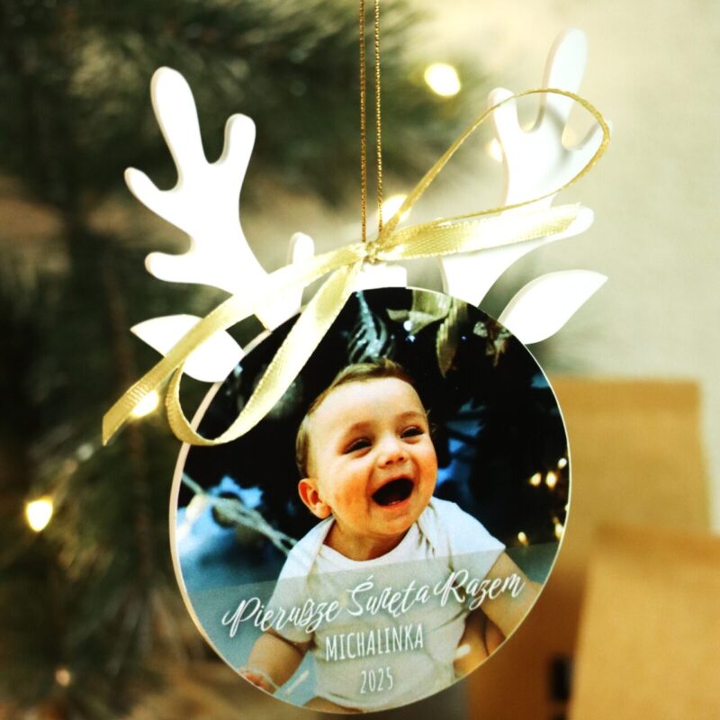 Duża bombka renifer ze zdjęciem