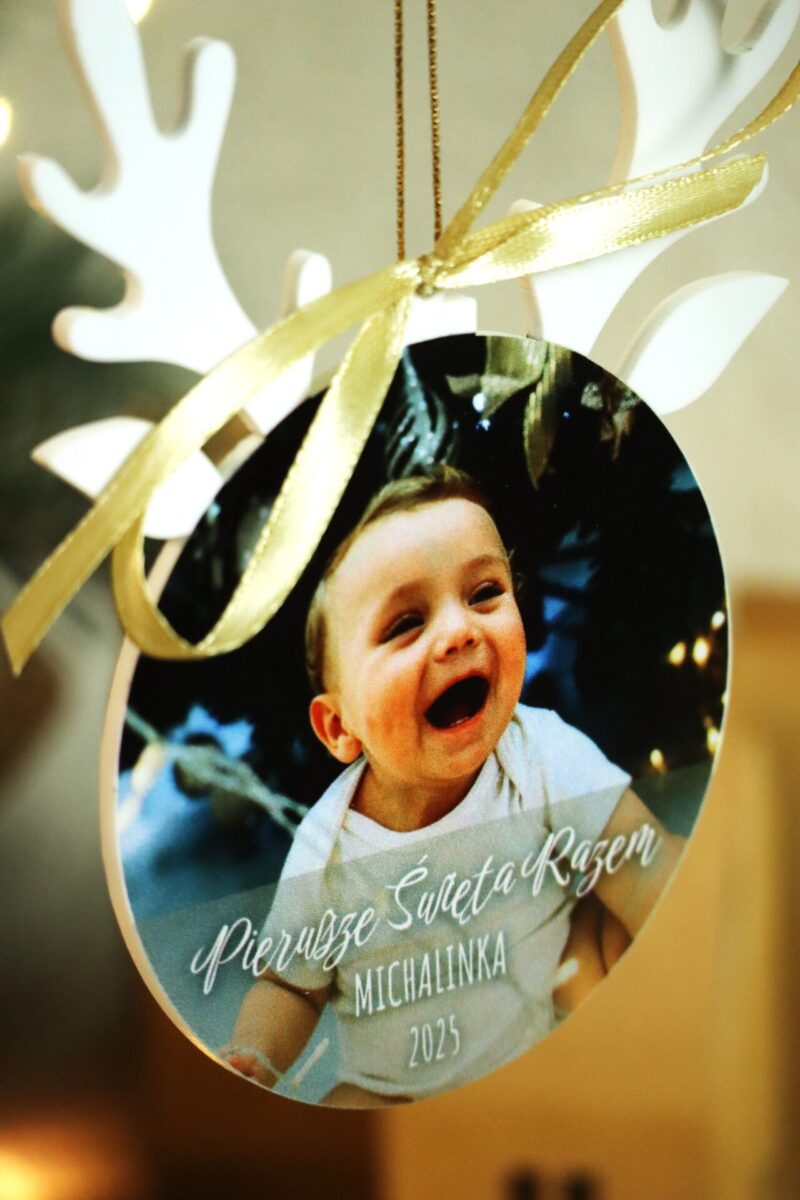 Duża bombka renifer ze zdjęciem