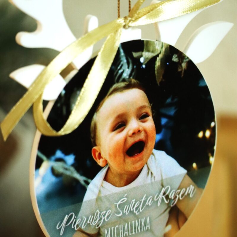 Duża bombka renifer ze zdjęciem