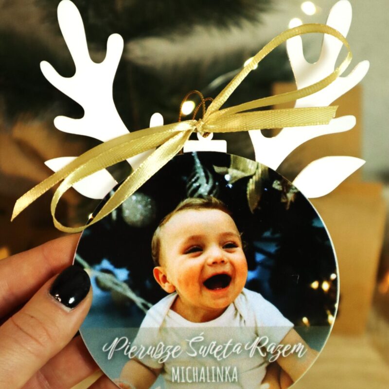 Duża bombka renifer ze zdjęciem
