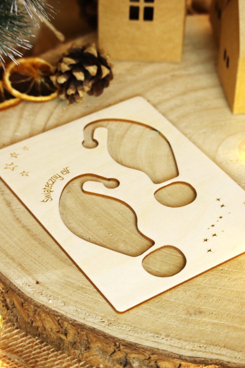 Drewniany szablon do odcisków świątecznego elfa