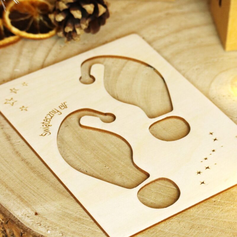 Drewniany szablon do odcisków świątecznego elfa